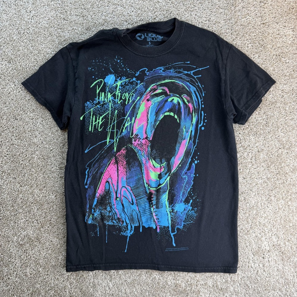 Pink Floyd The Wall Liquid Blue Shirt Mens Small Black Graphic Band Tee T-Shirt